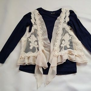 Lace Vest with Ruffles